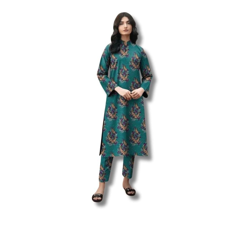 2 Pcs Women's Unstitched Printed Suit