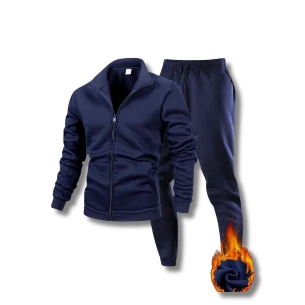 Premium Comfortable 2 PCs Men's Fleece Plain Zipper Track Suit - Image 3