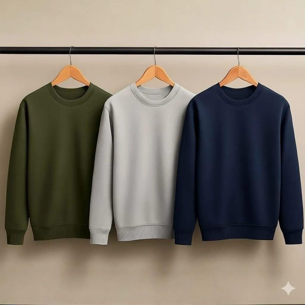 Premium Comfortable Bundle of 3 Decent Plain Sweatshirts for Men