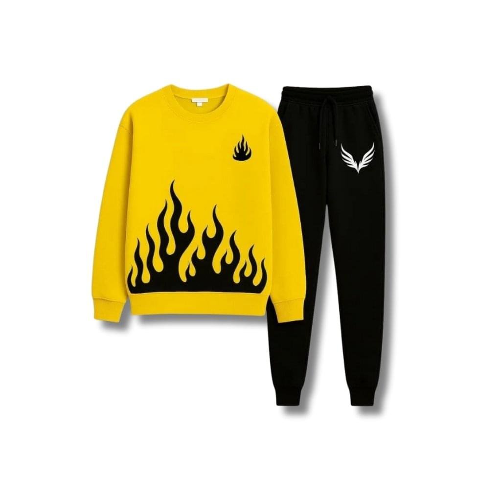 Premium Comfortable 2 PCs Men's Fleece Printed Sweatshirt Track Suit