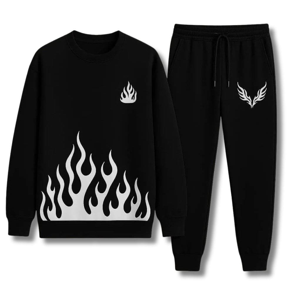 Premium Comfortable 2 PCs Men's Fleece Printed Sweatshirt Track Suit