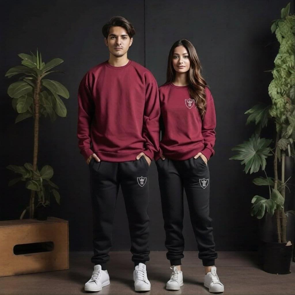 Premium Comfortable 2 PCs Unisex Fleece Plain Track Suit