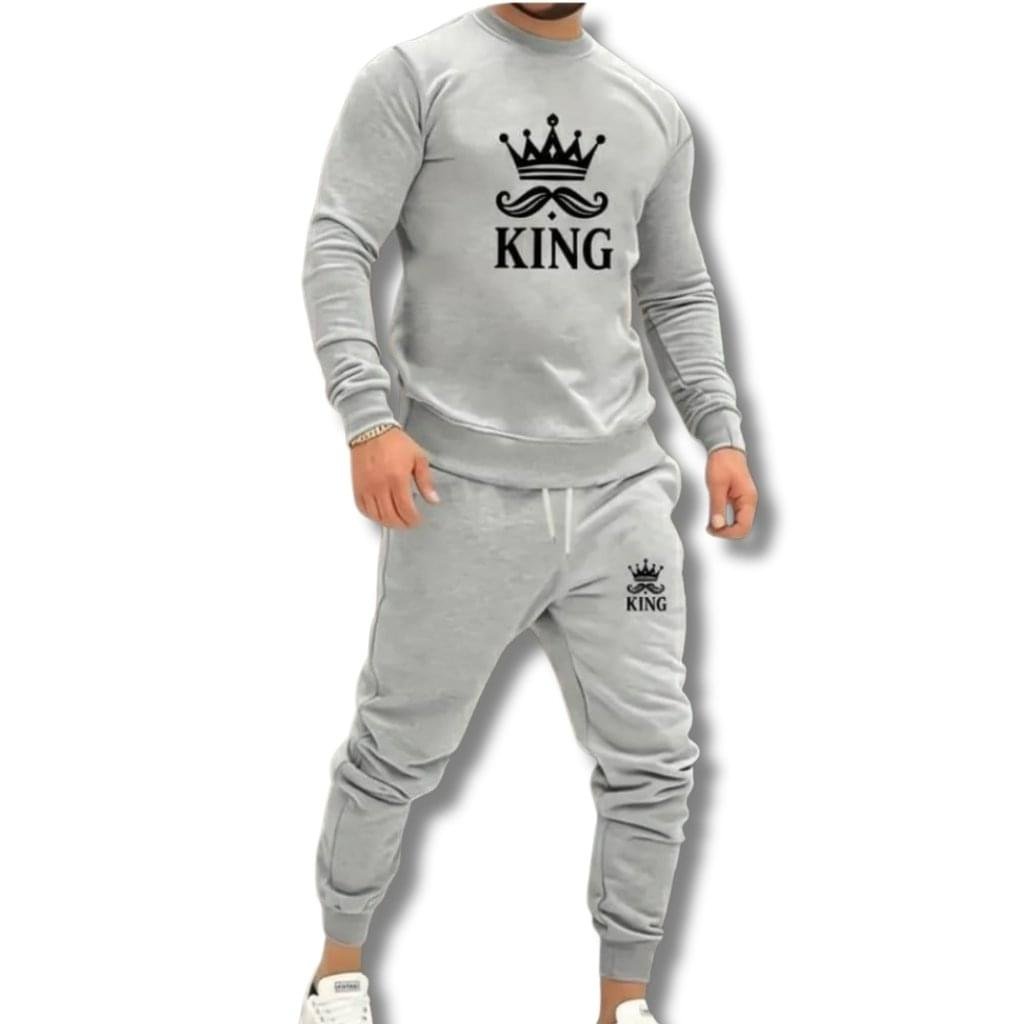Premium Comfortable 2 PCs Men's Fleece Printed Sweatshirt Track Suit