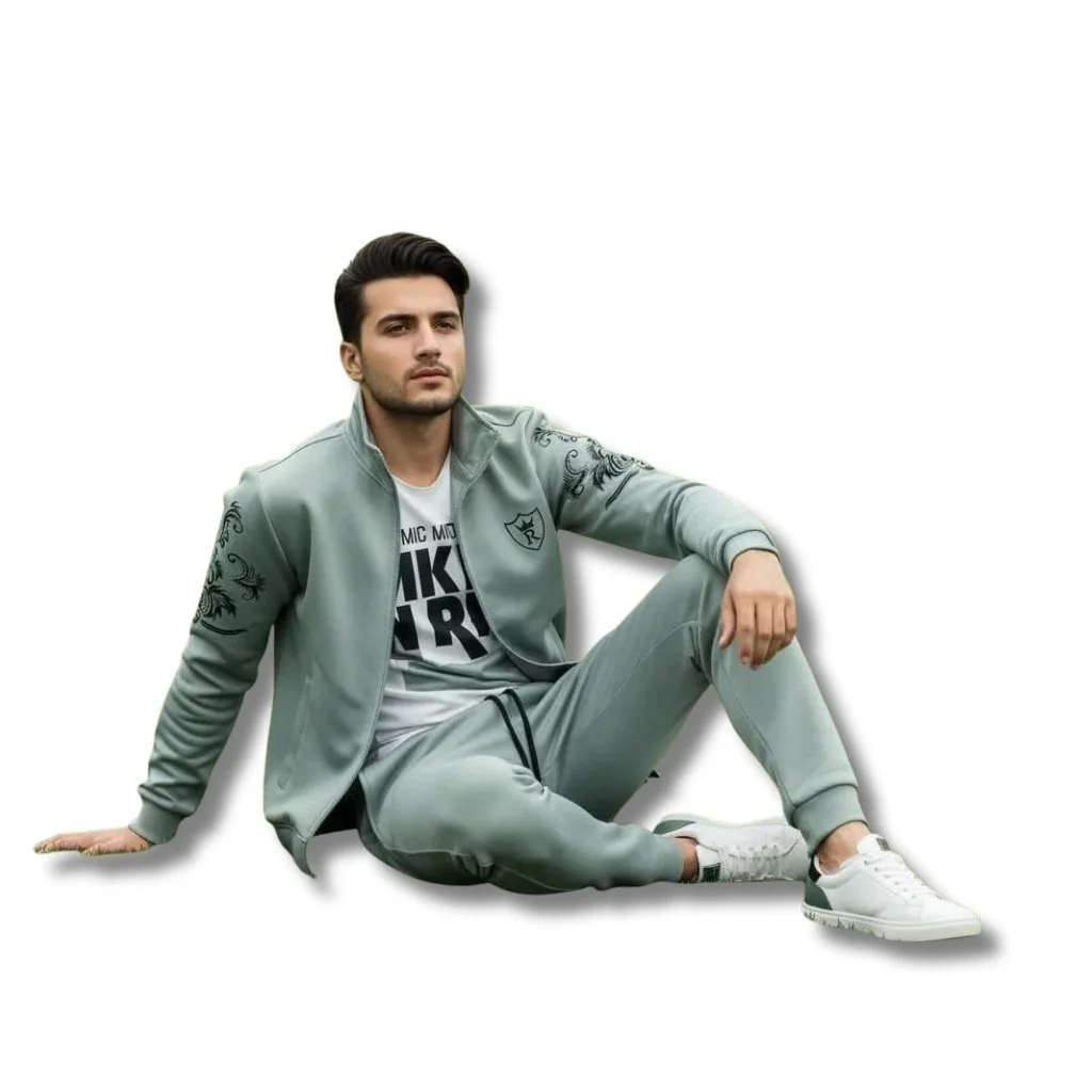 Premium Comfortable 2 PCs Men's Fleece Printed Zipper Track Suit